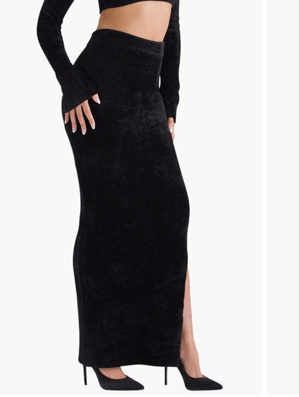 houseofcb Skirt, NEW! Size S, Black Chenille, Ribbed Waist, Stretch